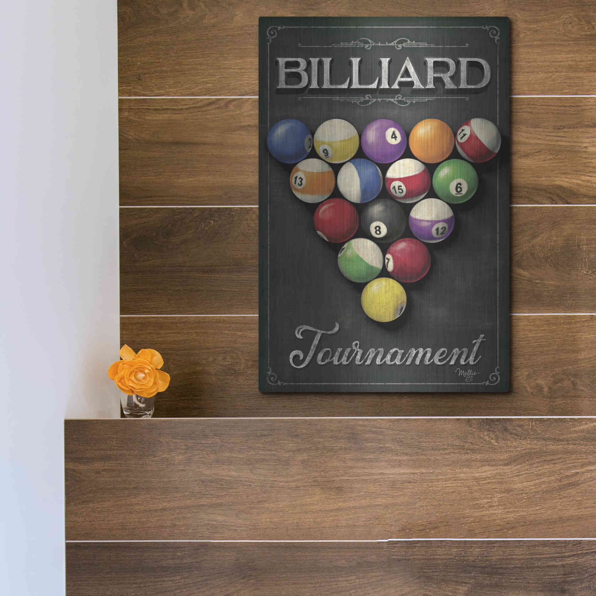 Luxe Metal Art 'Billiards Tournament' by Mollie B, Metal Wall Art,12x16