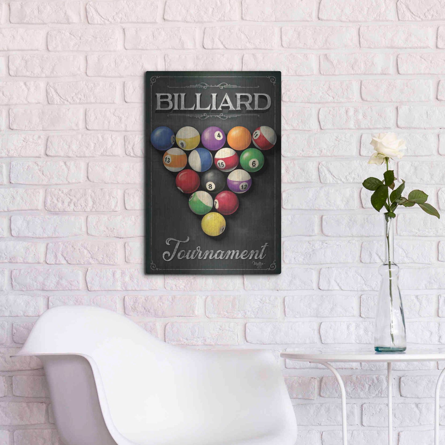 Luxe Metal Art 'Billiards Tournament' by Mollie B, Metal Wall Art,16x24