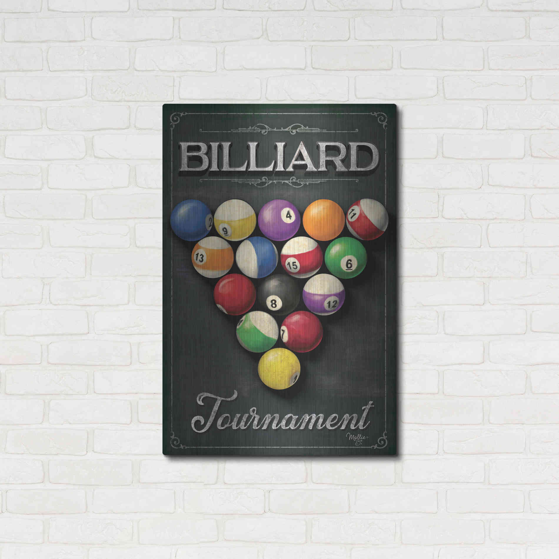 Luxe Metal Art 'Billiards Tournament' by Mollie B, Metal Wall Art,24x36