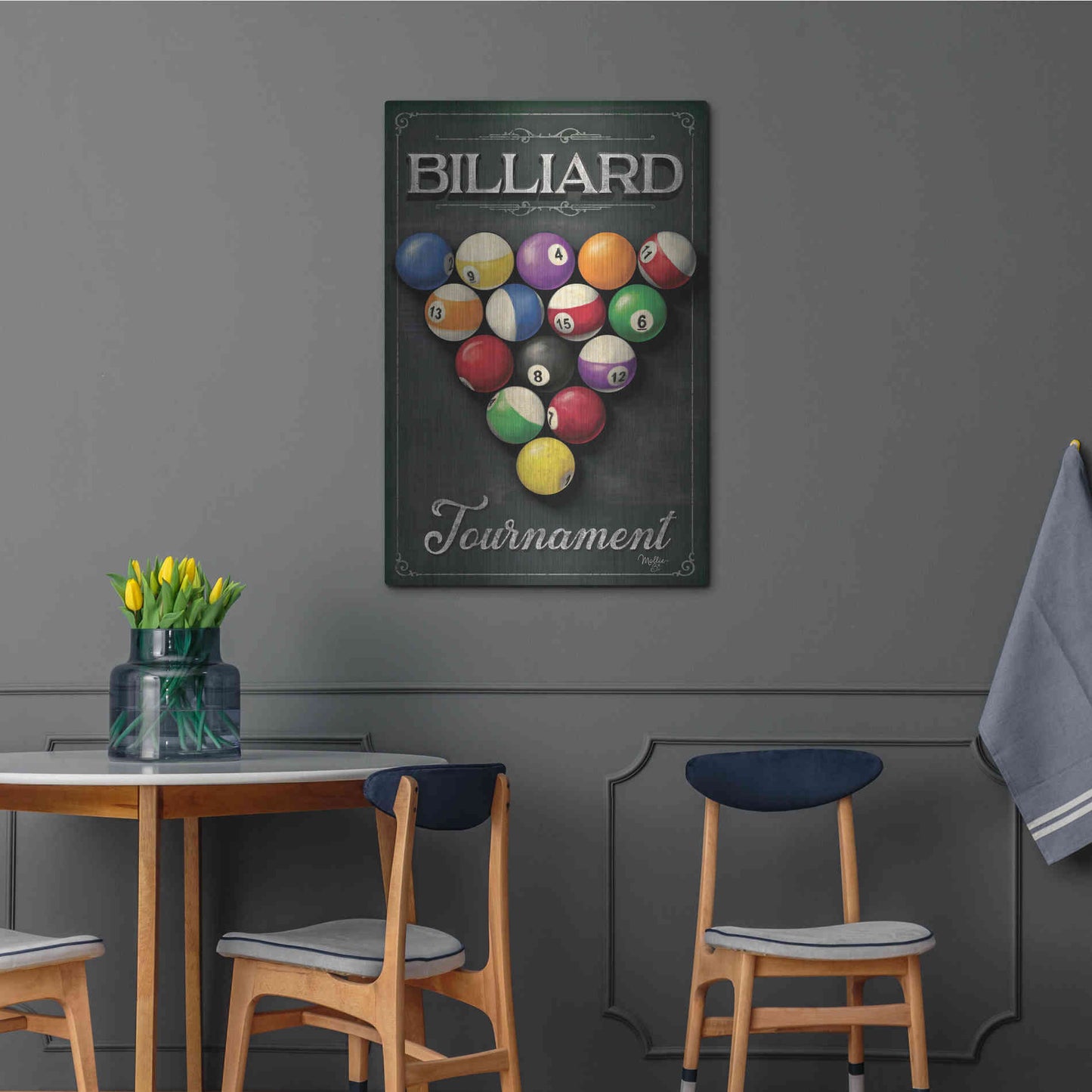 Luxe Metal Art 'Billiards Tournament' by Mollie B, Metal Wall Art,24x36