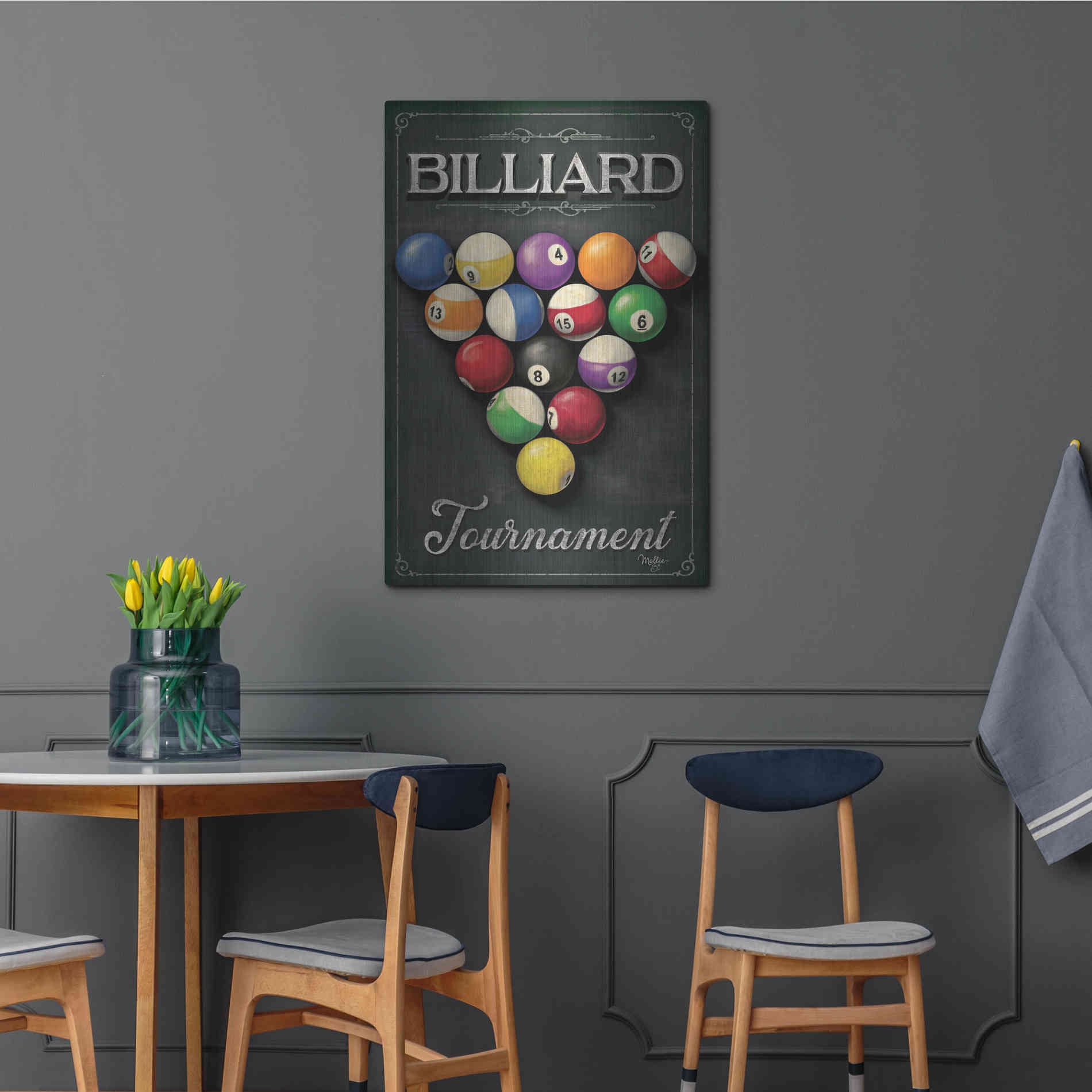 Luxe Metal Art 'Billiards Tournament' by Mollie B, Metal Wall Art,24x36