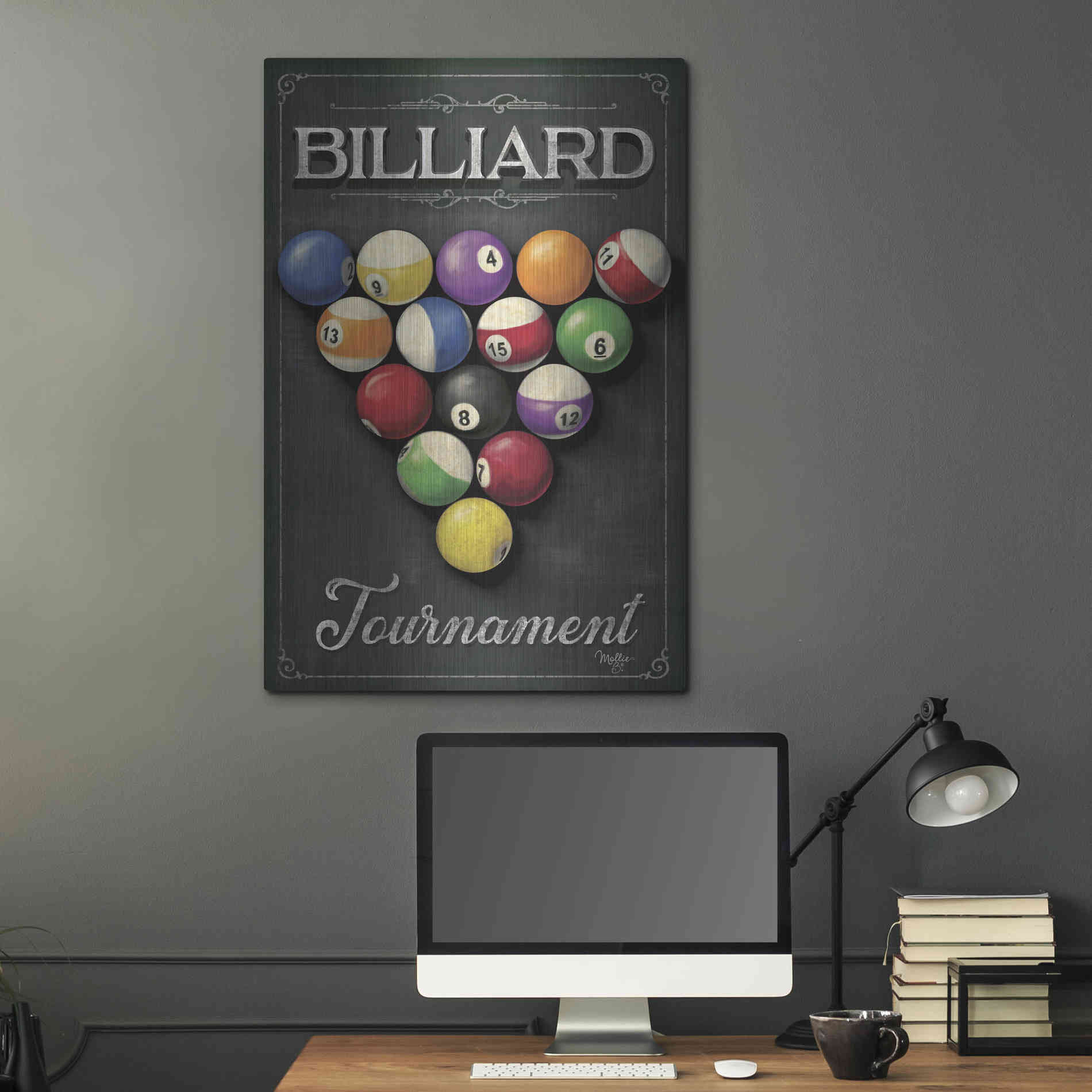 Luxe Metal Art 'Billiards Tournament' by Mollie B, Metal Wall Art,24x36