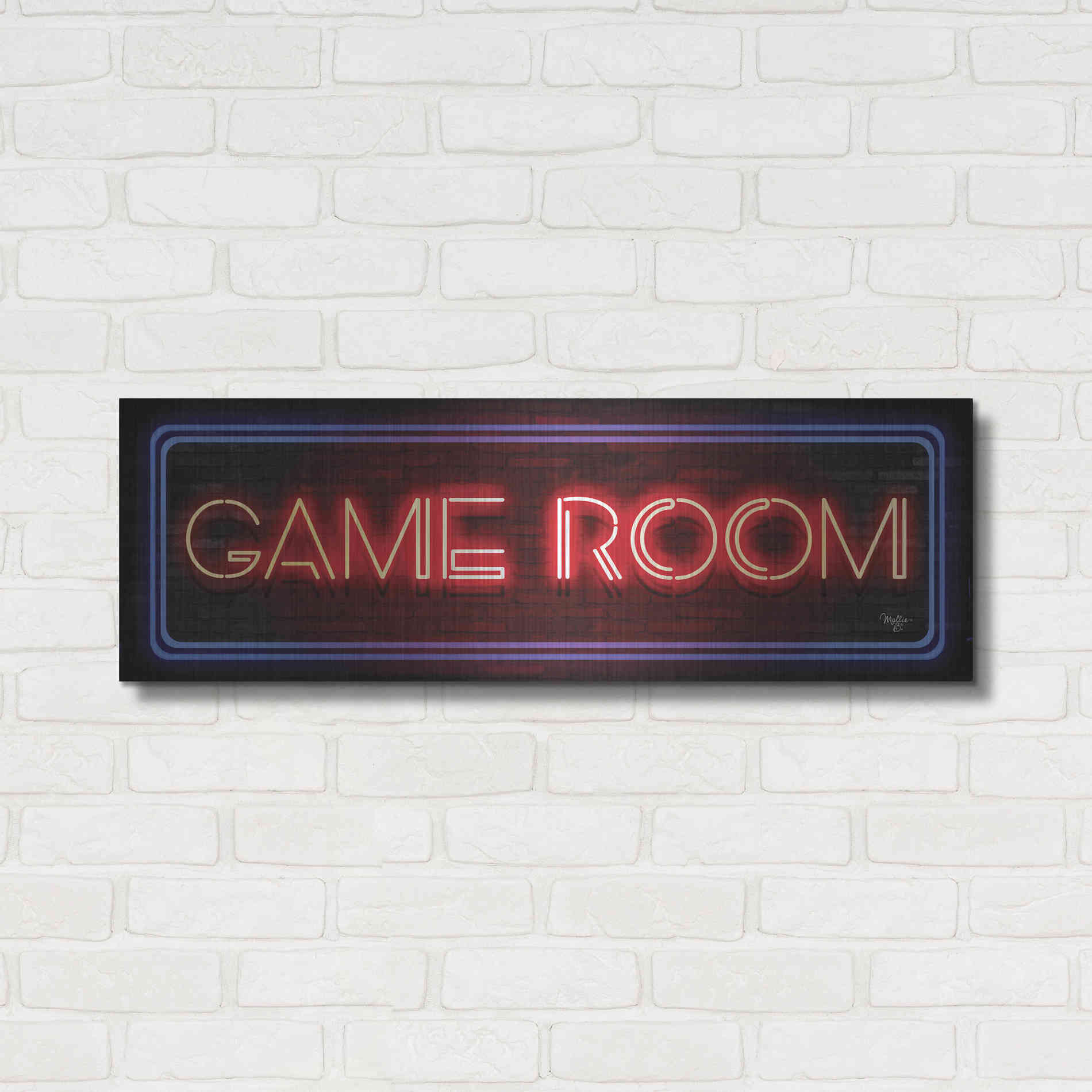 Luxe Metal Art 'Game Room Neon Sign' by Mollie B, Metal Wall Art,36x12