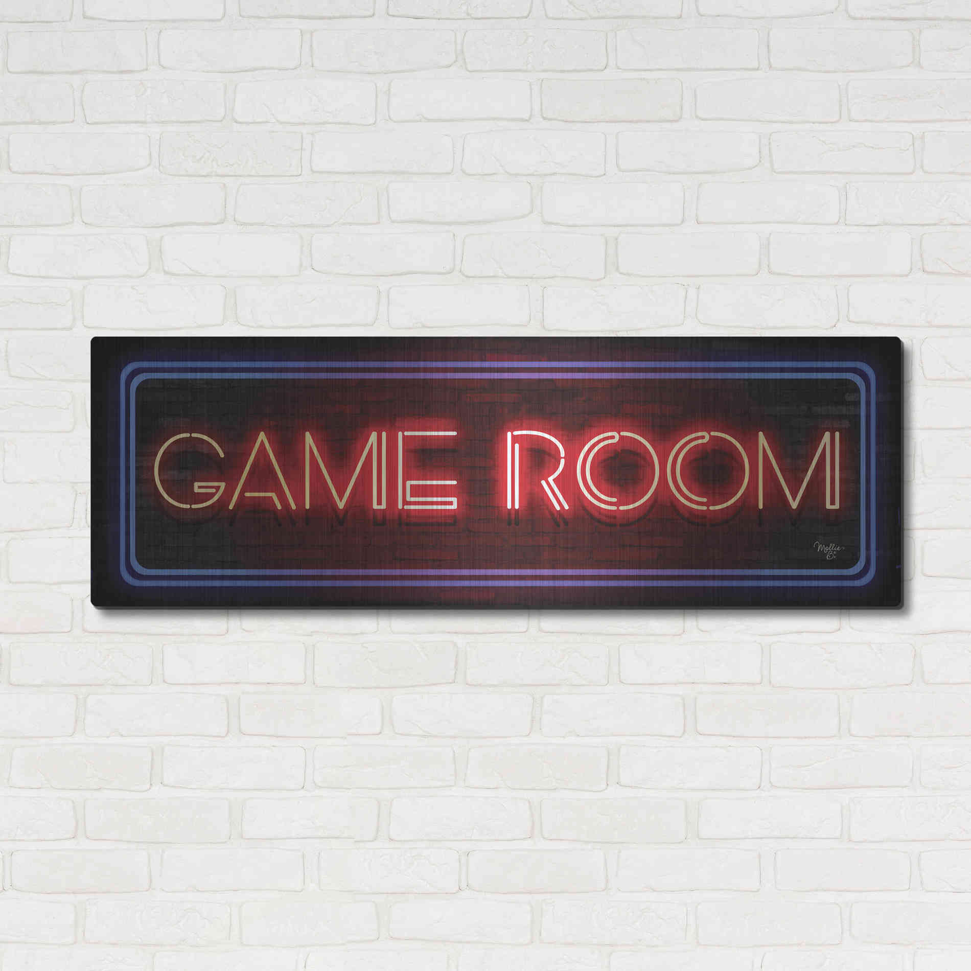 Luxe Metal Art 'Game Room Neon Sign' by Mollie B, Metal Wall Art,48x16