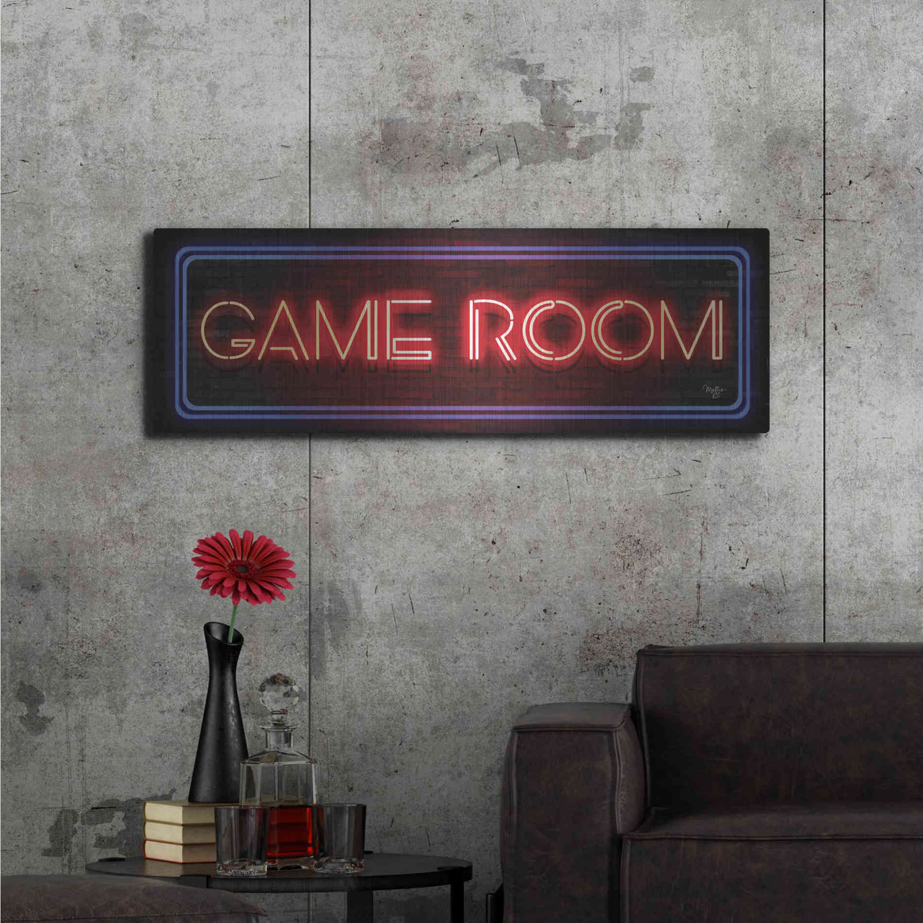 Luxe Metal Art 'Game Room Neon Sign' by Mollie B, Metal Wall Art,48x16