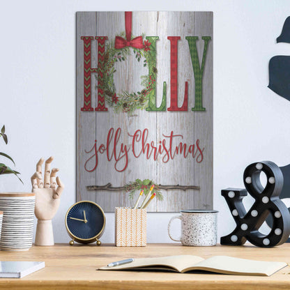 Luxe Metal Art 'Holly Jolly Christmas' by Mollie B, Metal Wall Art,12x16