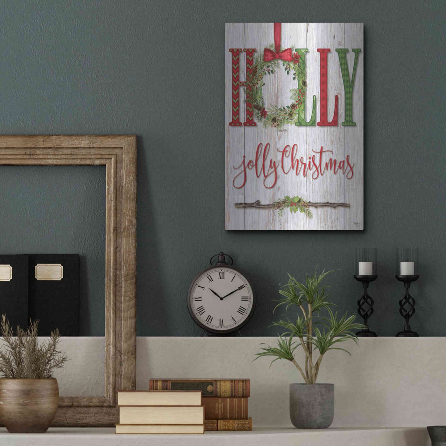 Luxe Metal Art 'Holly Jolly Christmas' by Mollie B, Metal Wall Art,12x16