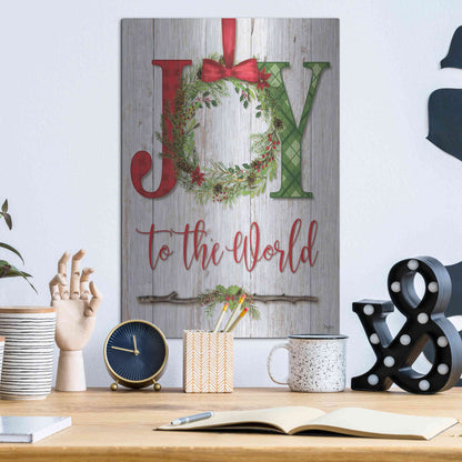 Luxe Metal Art 'Joy to the World' by Mollie B, Metal Wall Art,12x16