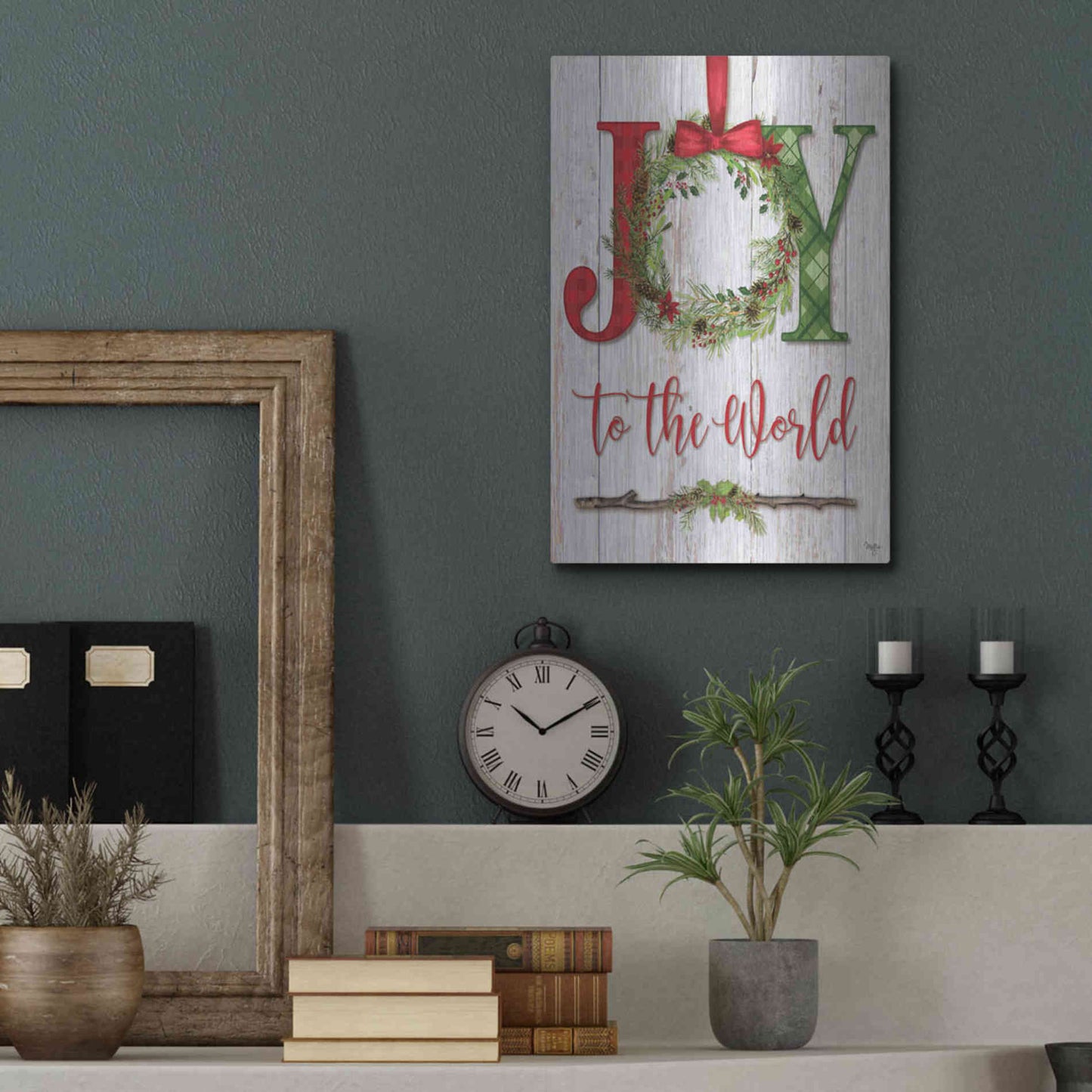 Luxe Metal Art 'Joy to the World' by Mollie B, Metal Wall Art,12x16