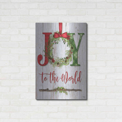 Luxe Metal Art 'Joy to the World' by Mollie B, Metal Wall Art,24x36