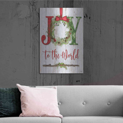 Luxe Metal Art 'Joy to the World' by Mollie B, Metal Wall Art,24x36