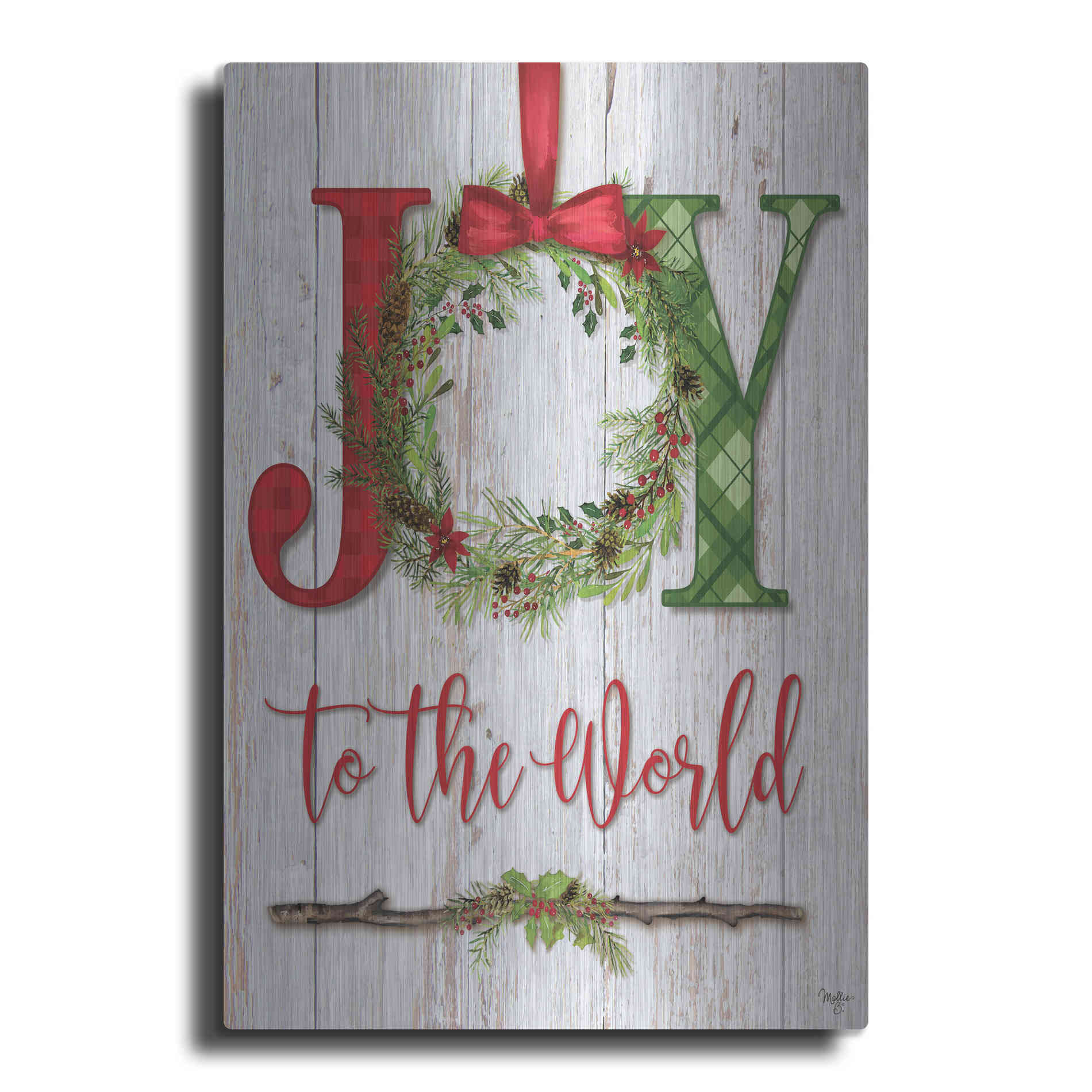 Luxe Metal Art 'Joy to the World' by Mollie B, Metal Wall Art