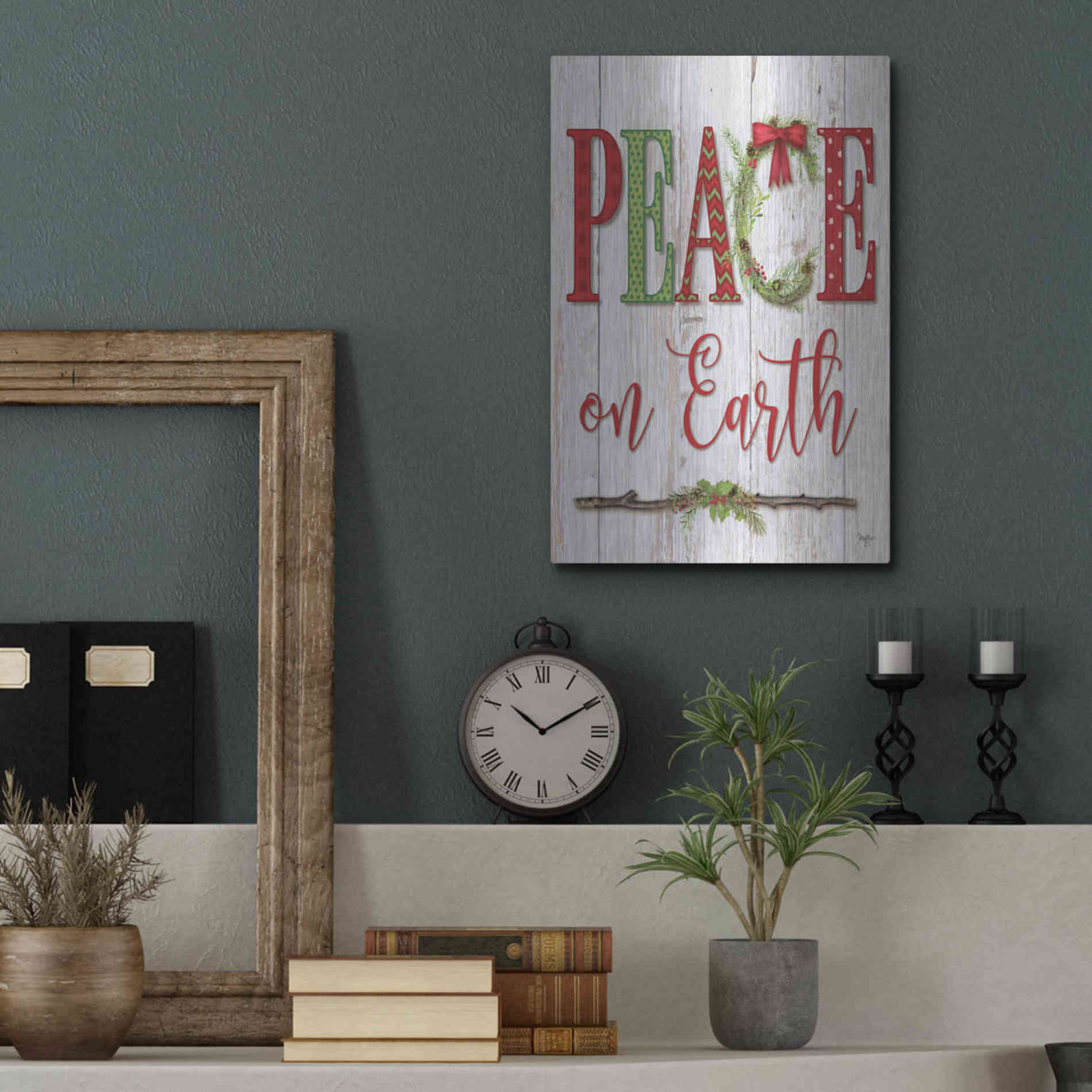 Luxe Metal Art 'Peace on Earth' by Mollie B, Metal Wall Art,12x16