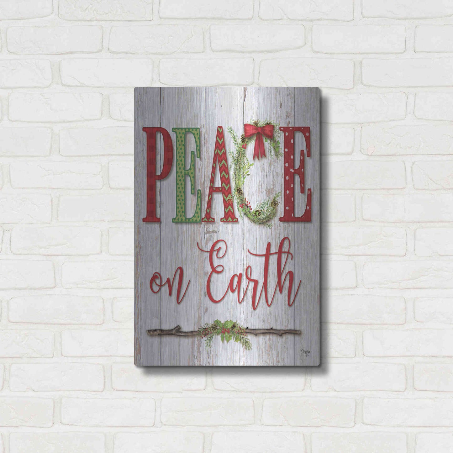 Luxe Metal Art 'Peace on Earth' by Mollie B, Metal Wall Art,16x24