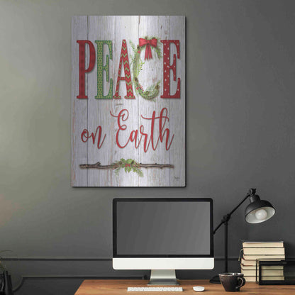 Luxe Metal Art 'Peace on Earth' by Mollie B, Metal Wall Art,24x36