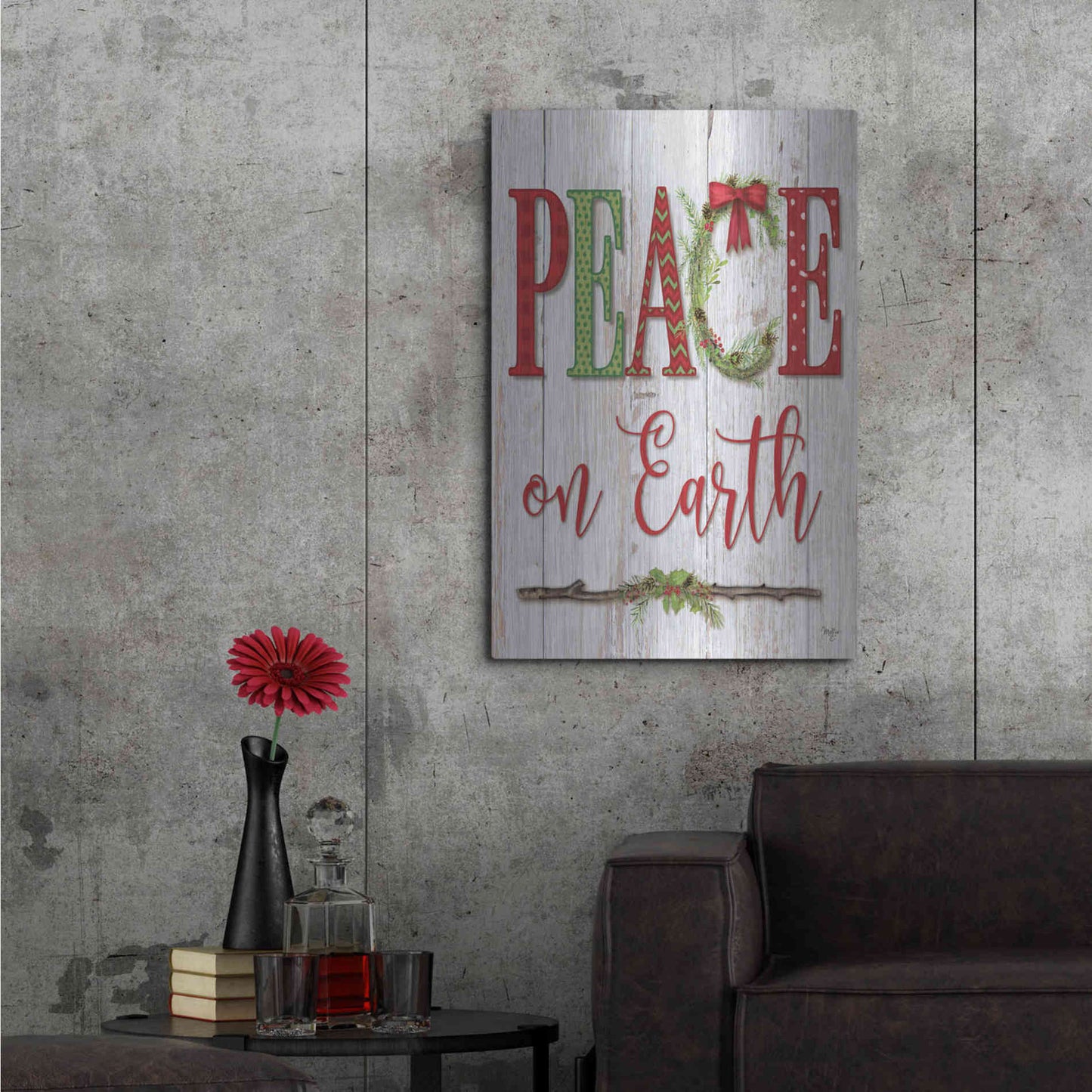 Luxe Metal Art 'Peace on Earth' by Mollie B, Metal Wall Art,24x36