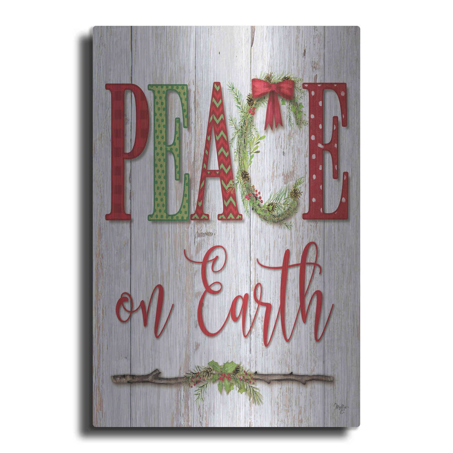 Luxe Metal Art 'Peace on Earth' by Mollie B, Metal Wall Art