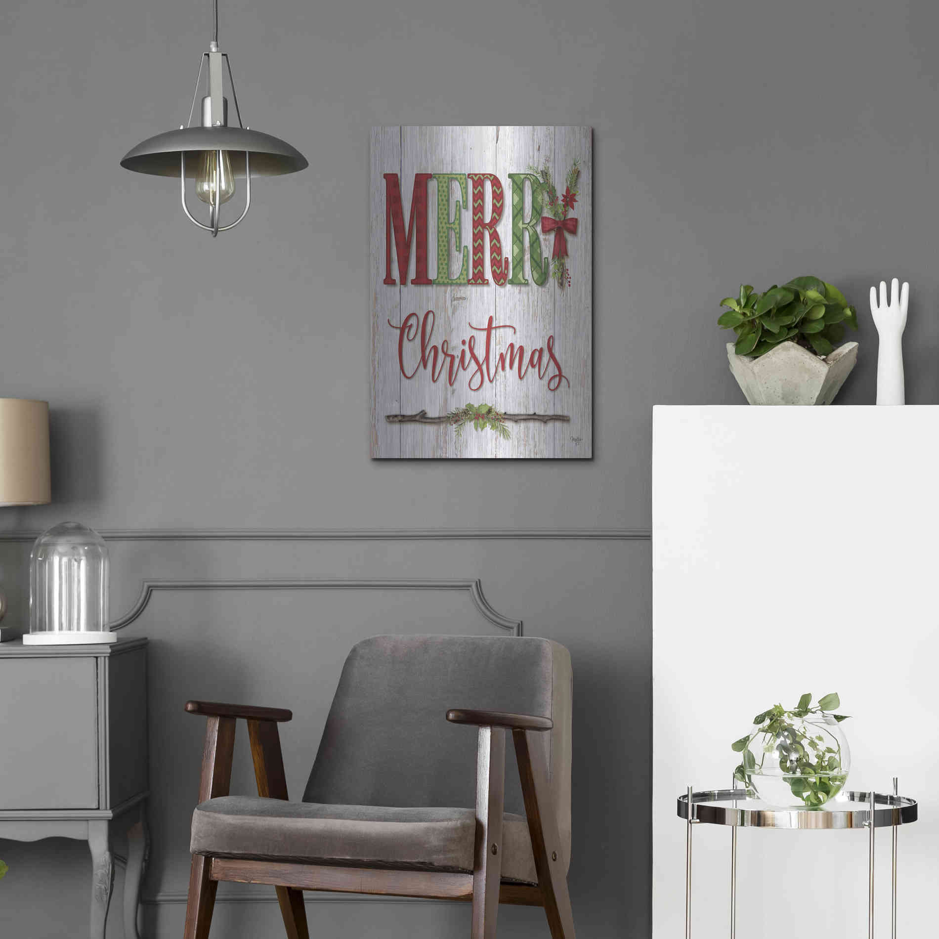 Luxe Metal Art 'Merry Christmas' by Mollie B, Metal Wall Art,16x24