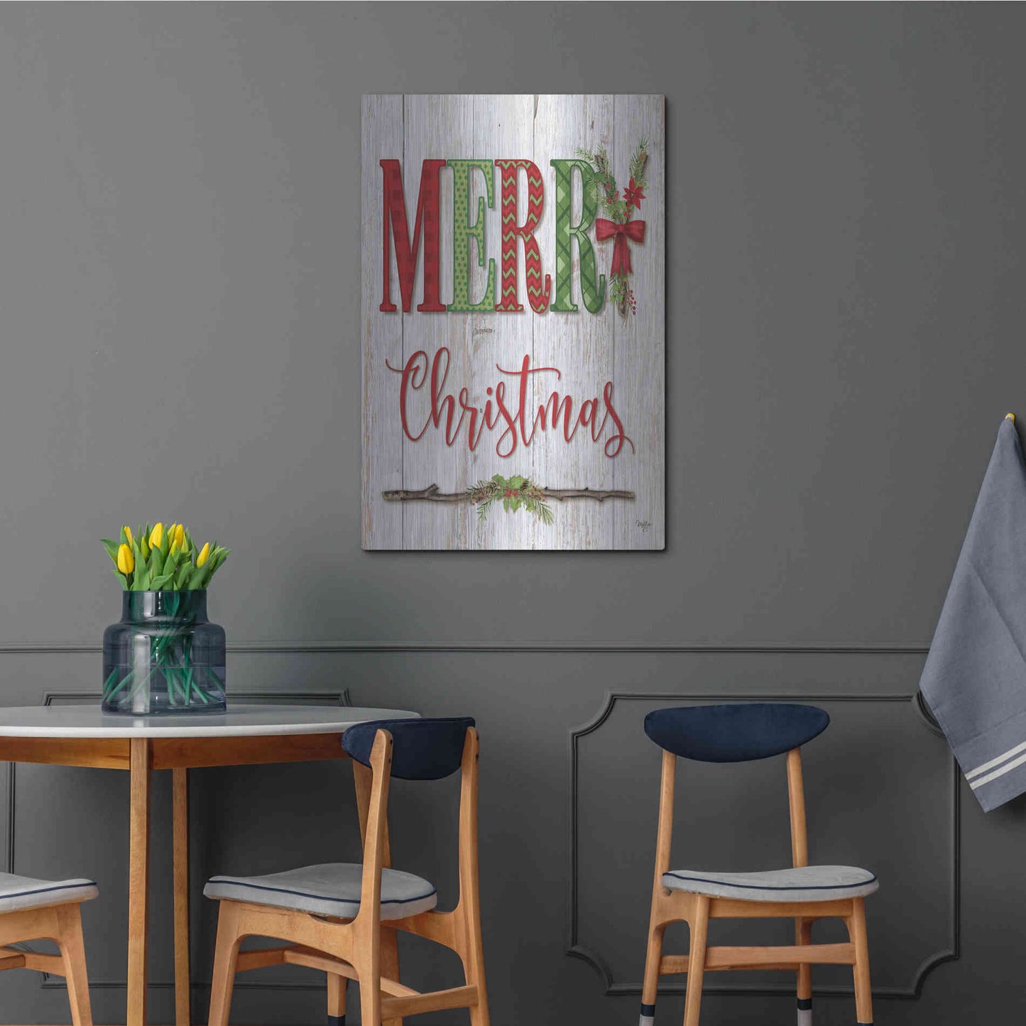 Luxe Metal Art 'Merry Christmas' by Mollie B, Metal Wall Art,24x36