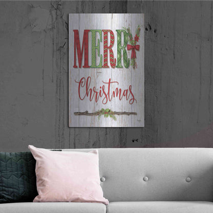 Luxe Metal Art 'Merry Christmas' by Mollie B, Metal Wall Art,24x36