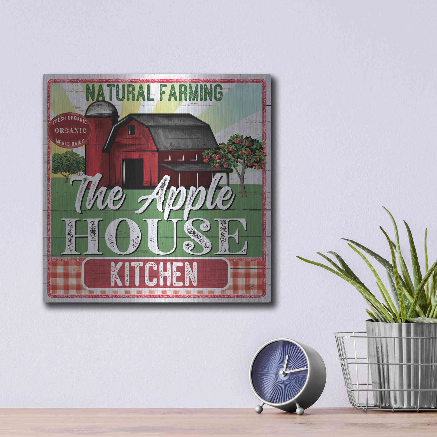 Luxe Metal Art 'The Apple House Kitchen' by Mollie B, Metal Wall Art,12x12