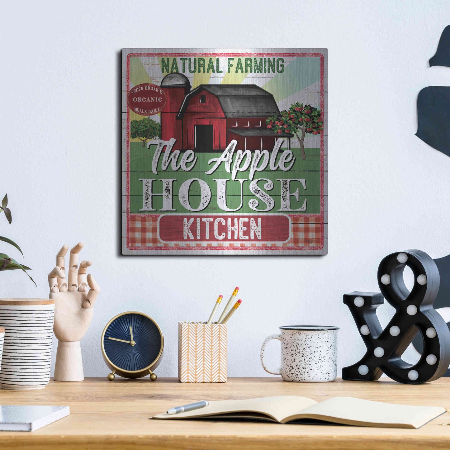 Luxe Metal Art 'The Apple House Kitchen' by Mollie B, Metal Wall Art,12x12