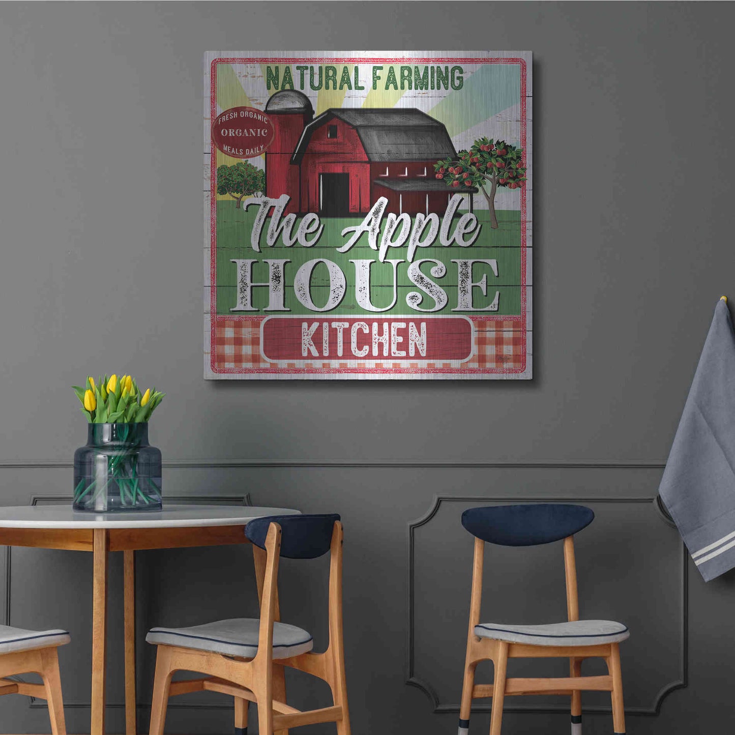 Luxe Metal Art 'The Apple House Kitchen' by Mollie B, Metal Wall Art,36x36