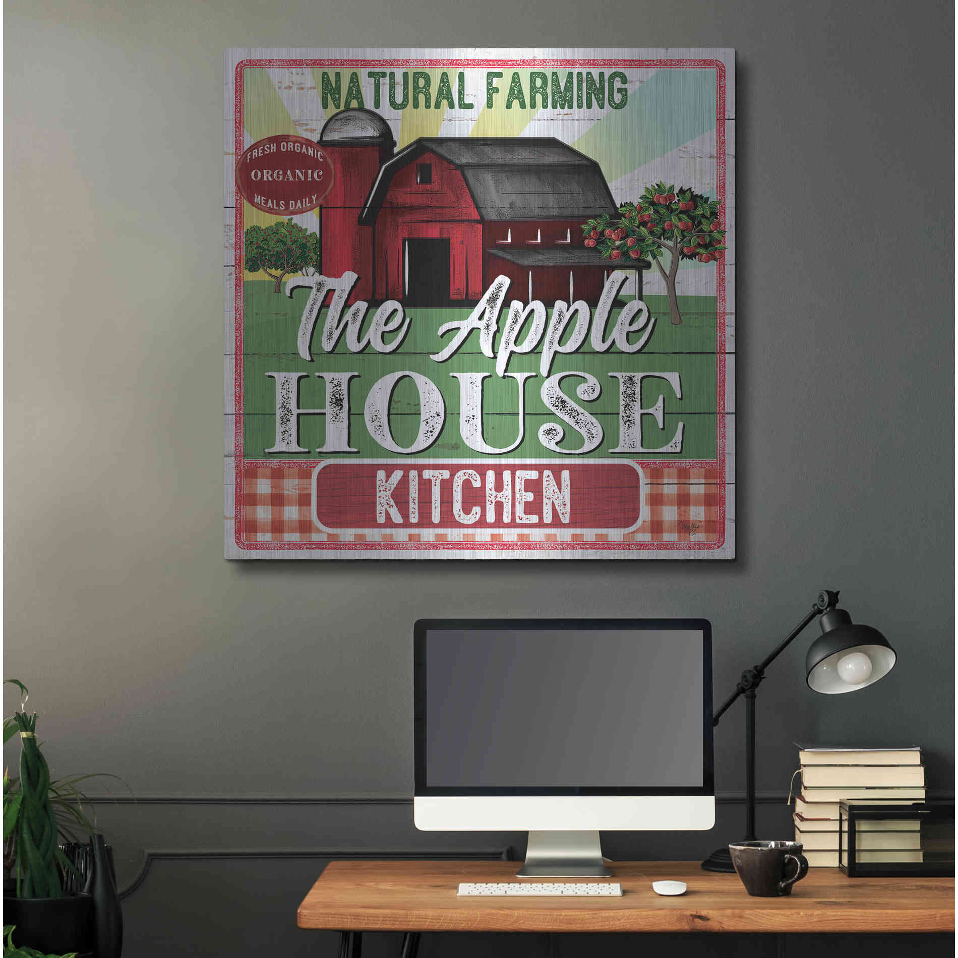 Luxe Metal Art 'The Apple House Kitchen' by Mollie B, Metal Wall Art,36x36