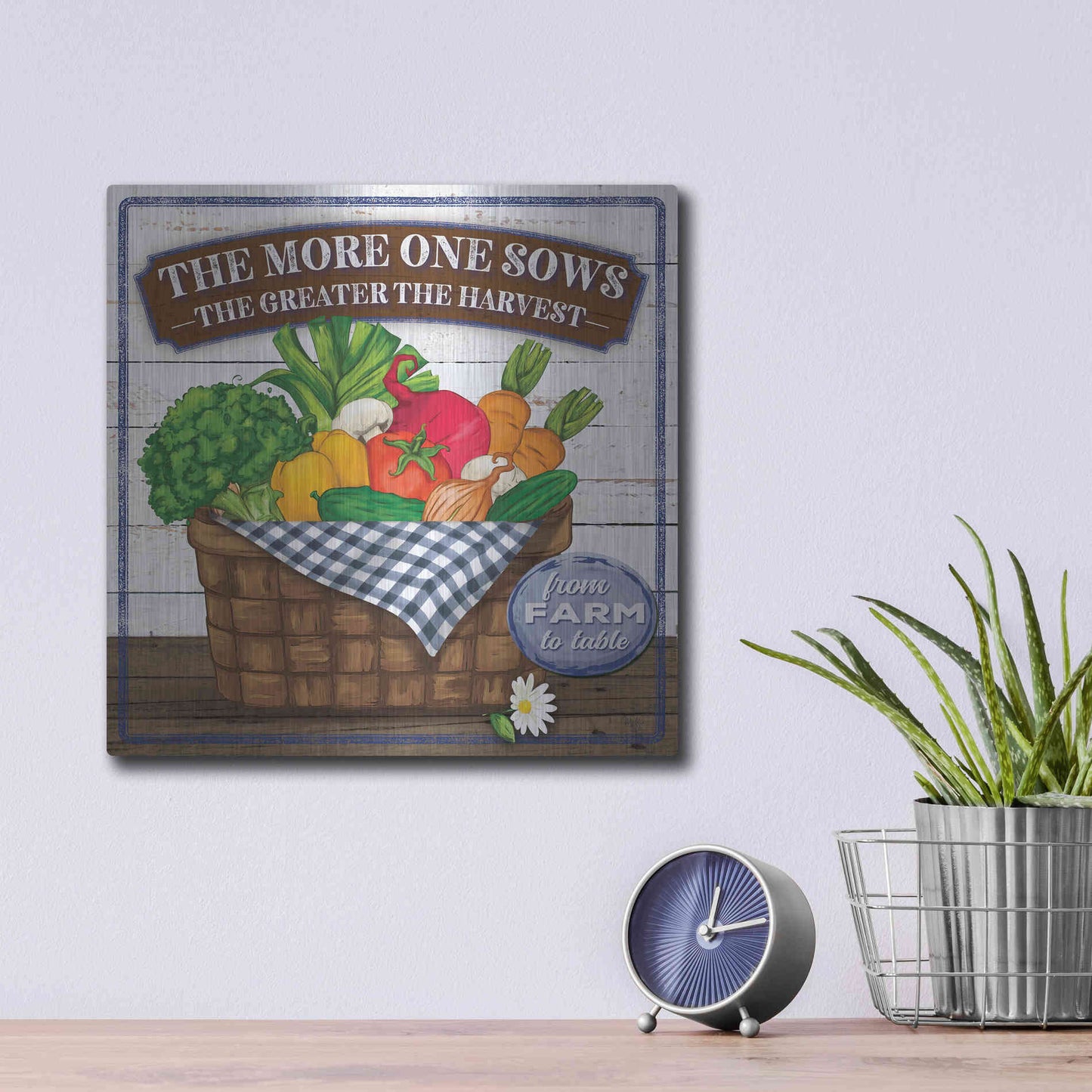 Luxe Metal Art 'The More One Sows' by Mollie B, Metal Wall Art,12x12