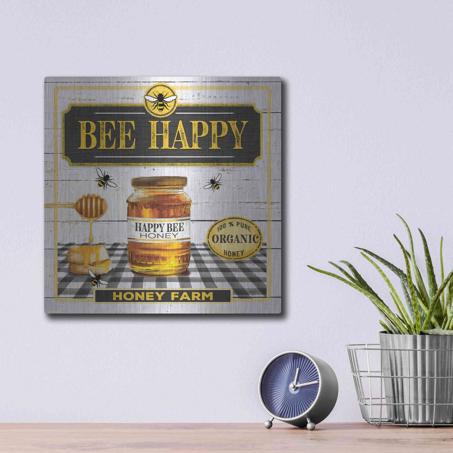 Luxe Metal Art 'Honey' by Mollie B, Metal Wall Art,12x12