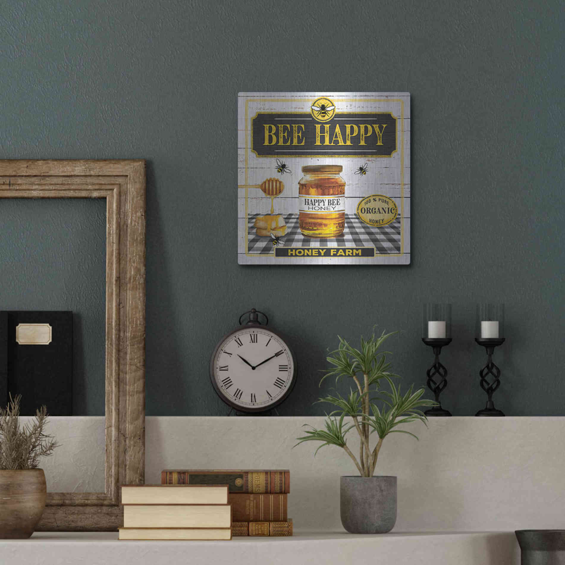 Luxe Metal Art 'Honey' by Mollie B, Metal Wall Art,12x12