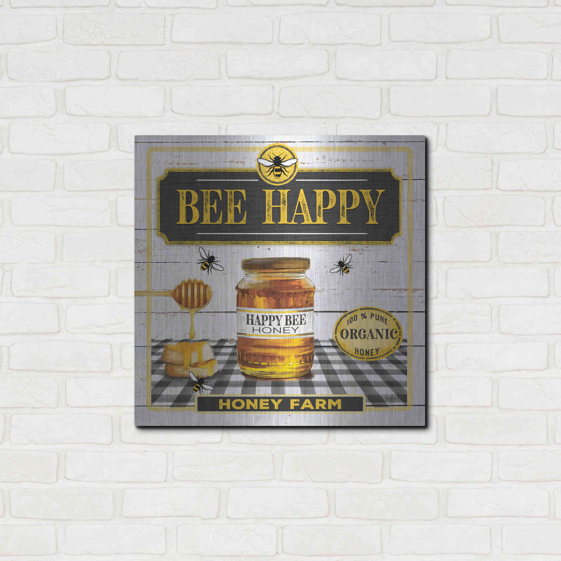 Luxe Metal Art 'Honey' by Mollie B, Metal Wall Art,24x24