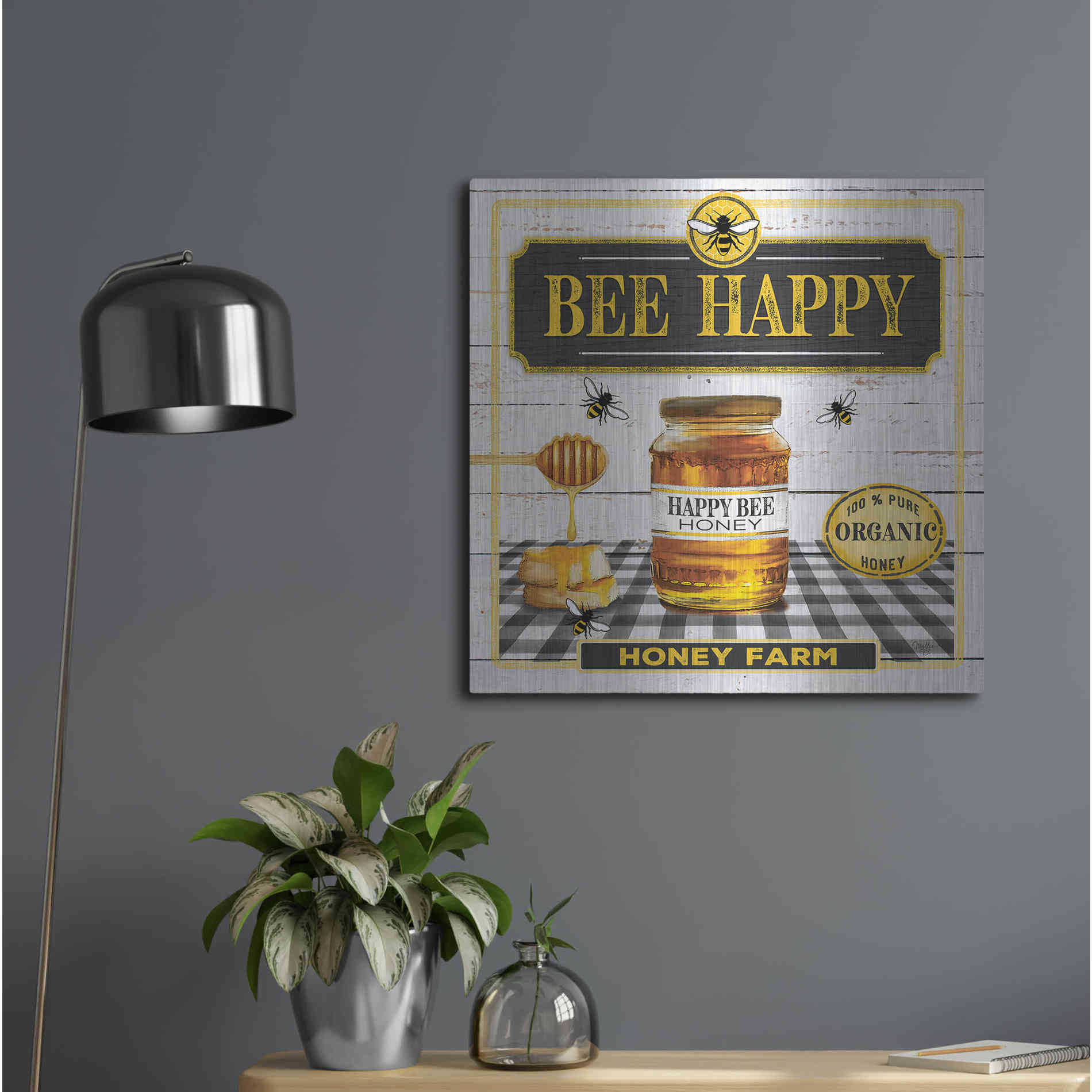 Luxe Metal Art 'Honey' by Mollie B, Metal Wall Art,24x24