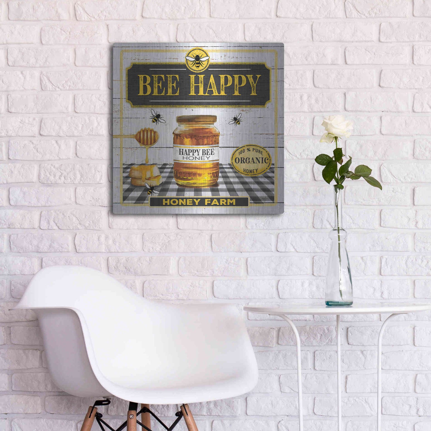 Luxe Metal Art 'Honey' by Mollie B, Metal Wall Art,24x24