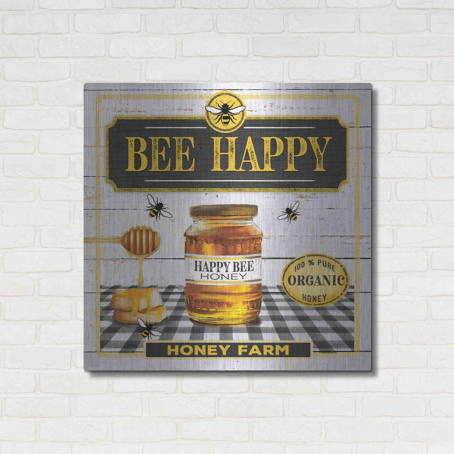 Luxe Metal Art 'Honey' by Mollie B, Metal Wall Art,36x36