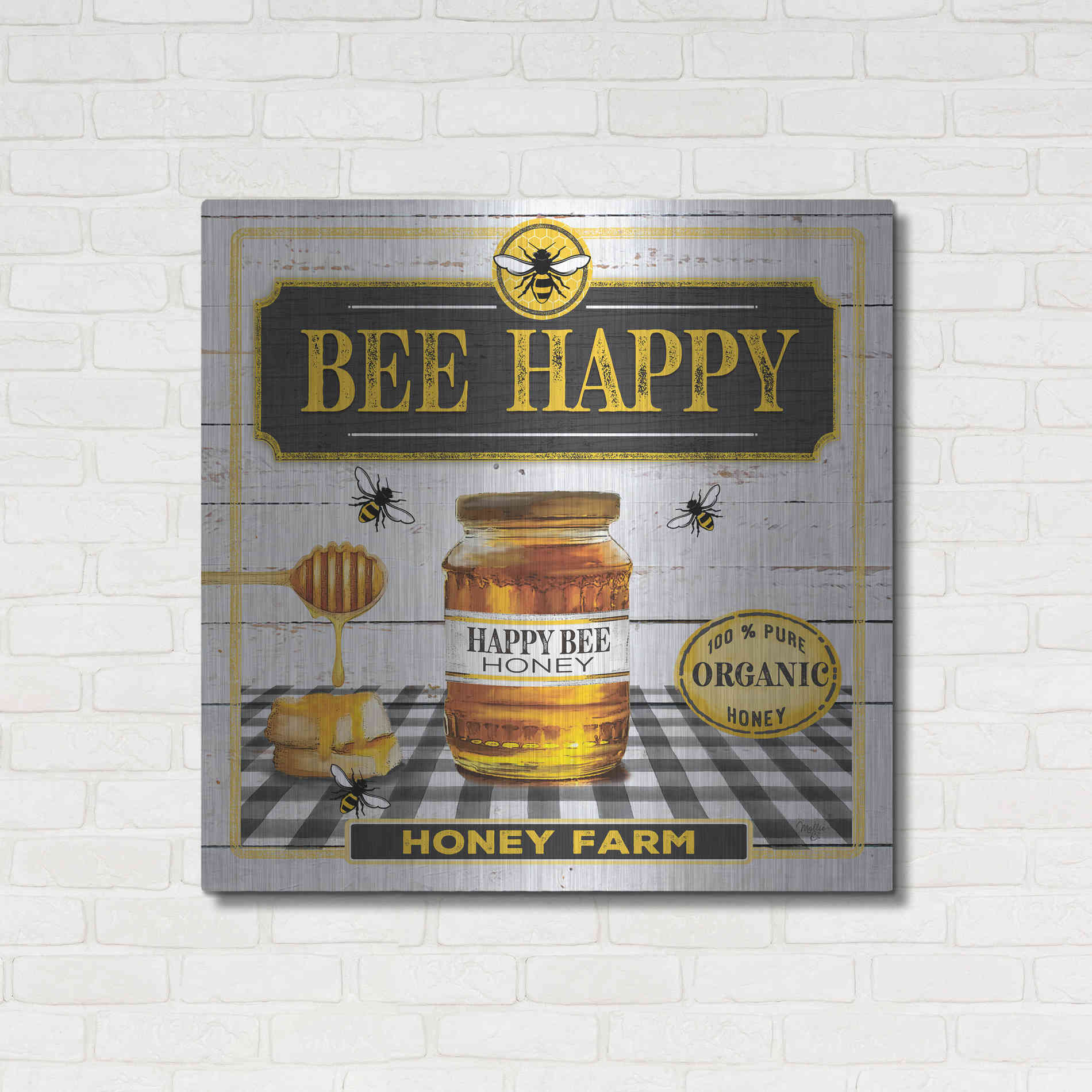 Luxe Metal Art 'Honey' by Mollie B, Metal Wall Art,36x36