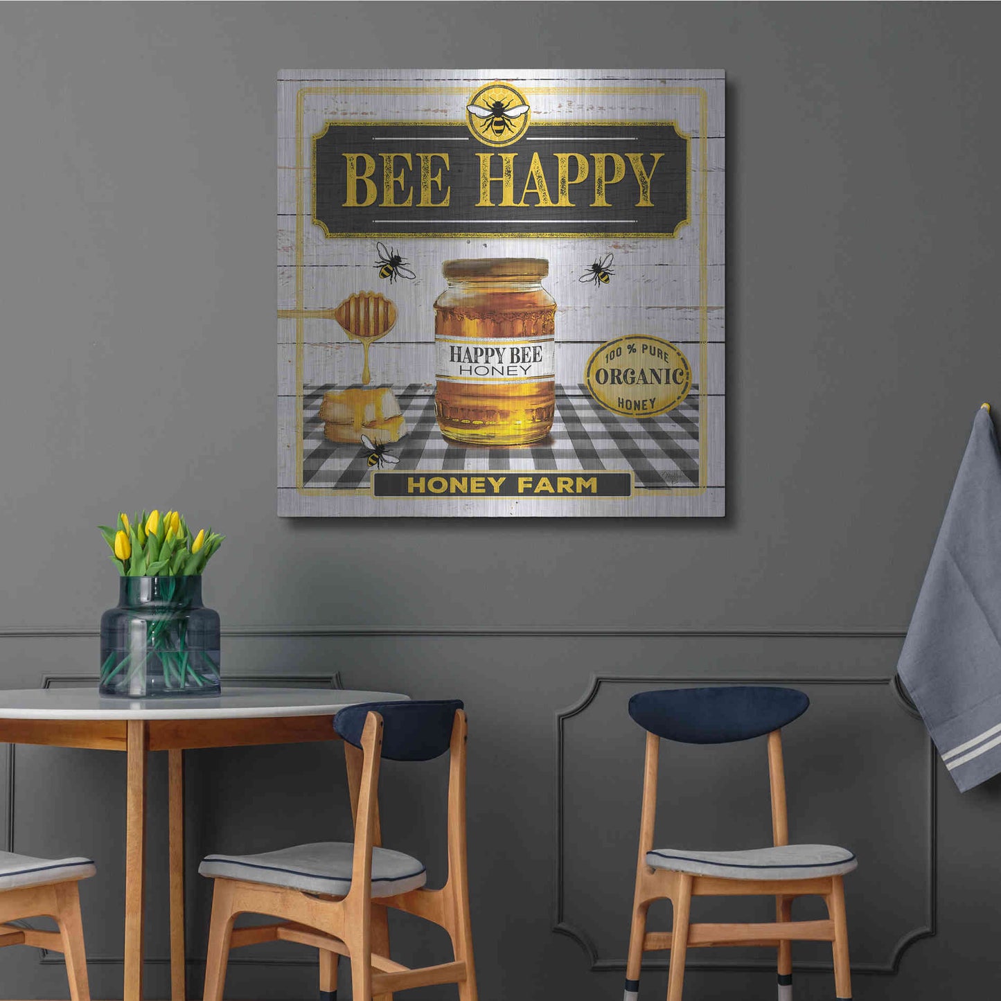 Luxe Metal Art 'Honey' by Mollie B, Metal Wall Art,36x36