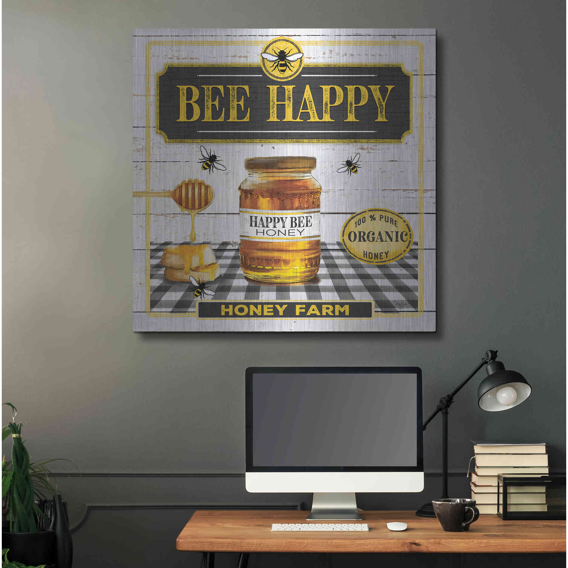 Luxe Metal Art 'Honey' by Mollie B, Metal Wall Art,36x36