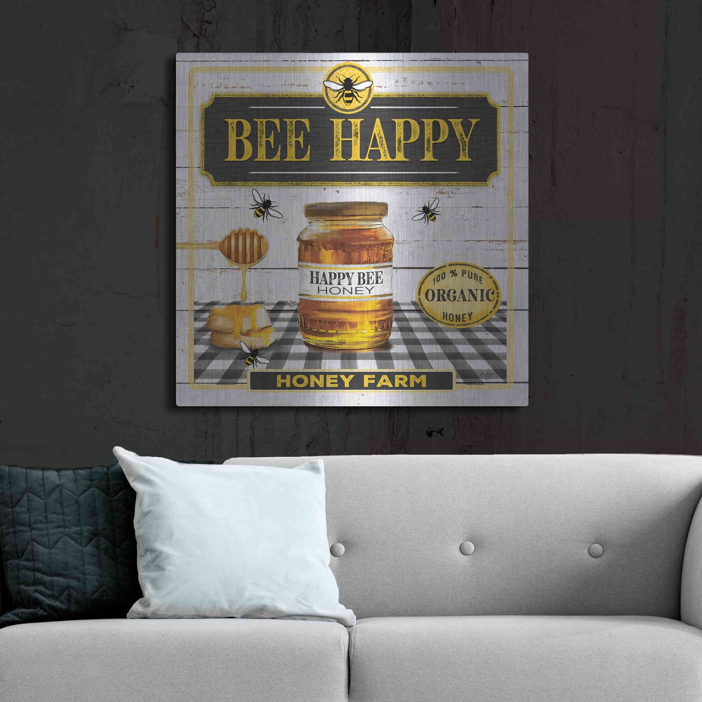 Luxe Metal Art 'Honey' by Mollie B, Metal Wall Art,36x36