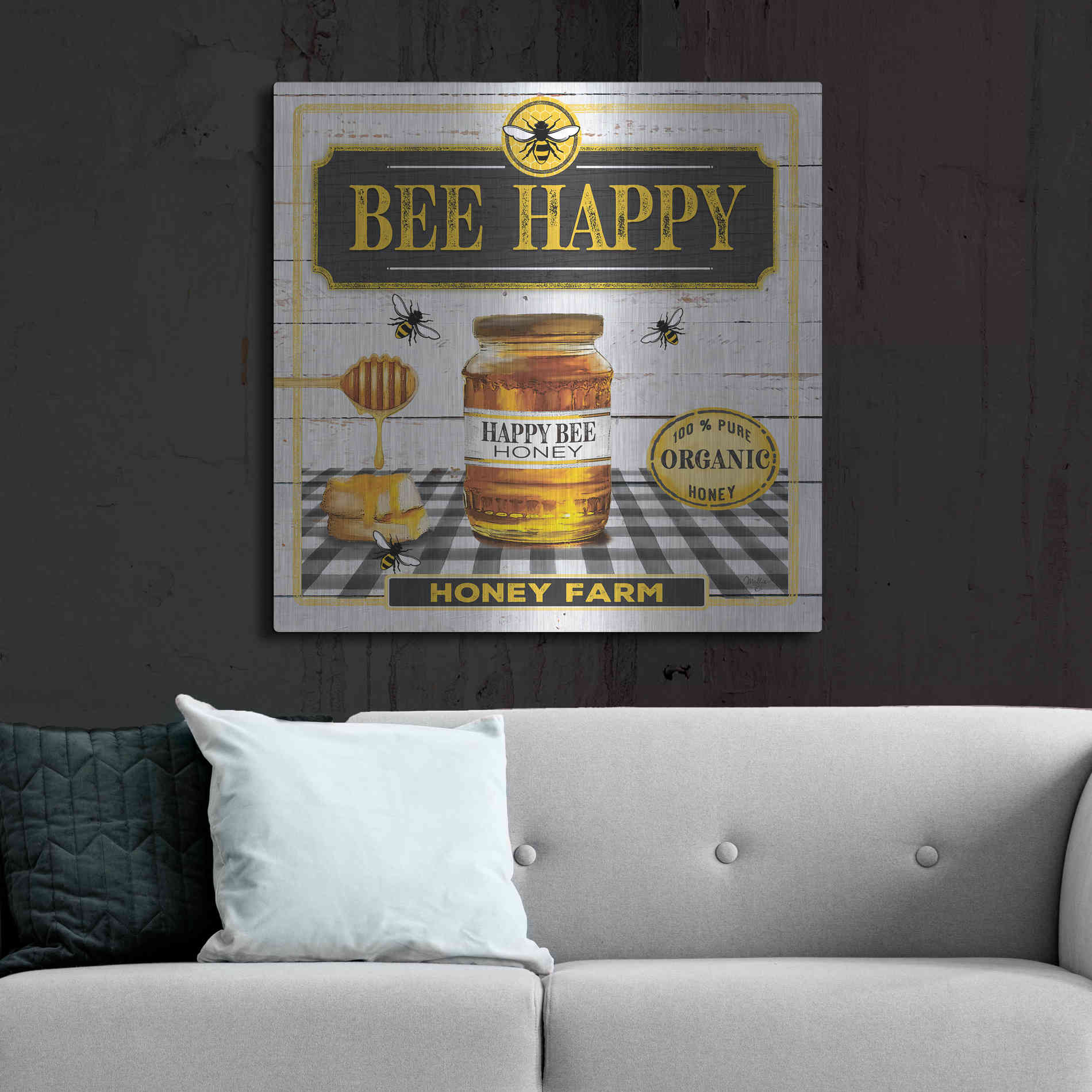 Luxe Metal Art 'Honey' by Mollie B, Metal Wall Art,36x36