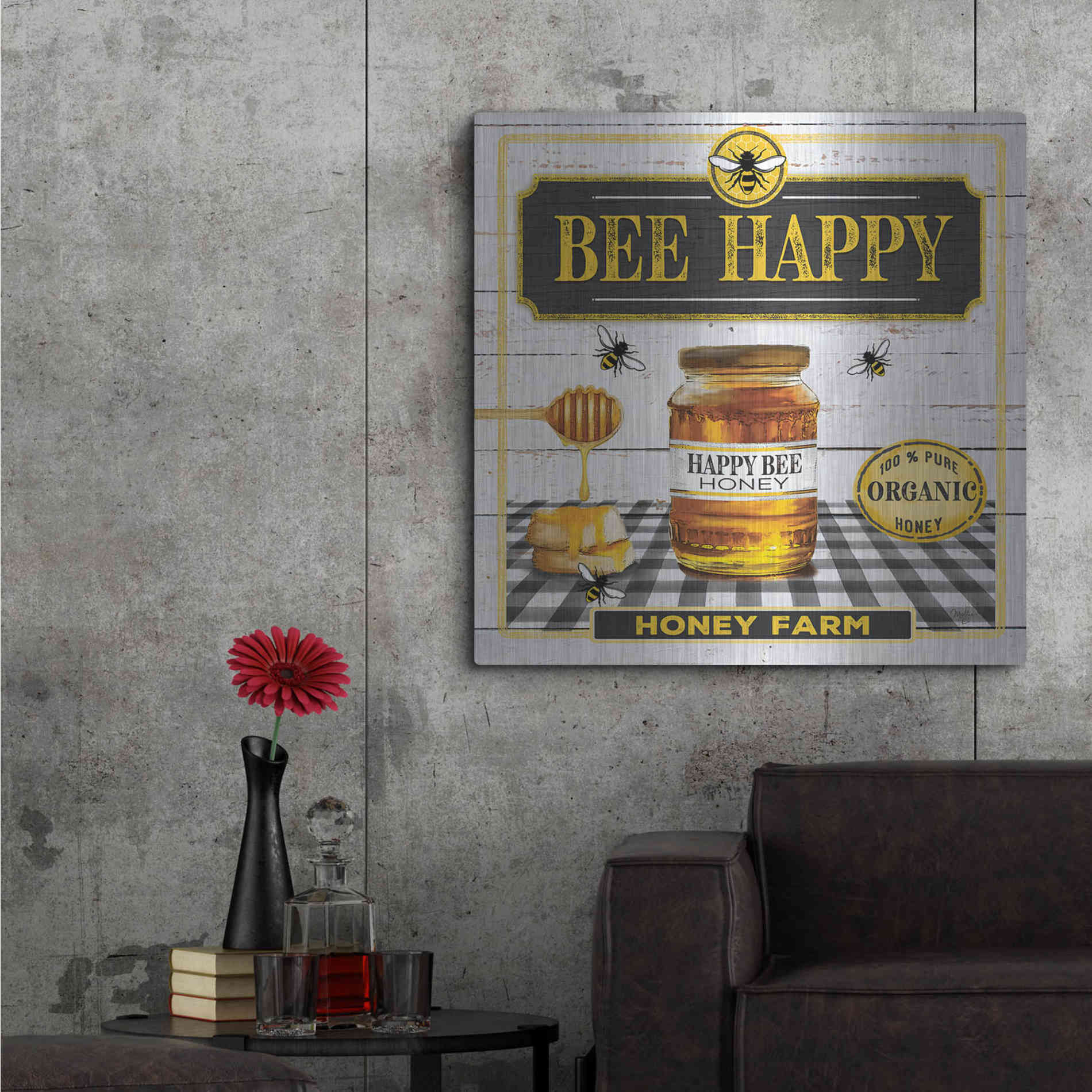 Luxe Metal Art 'Honey' by Mollie B, Metal Wall Art,36x36