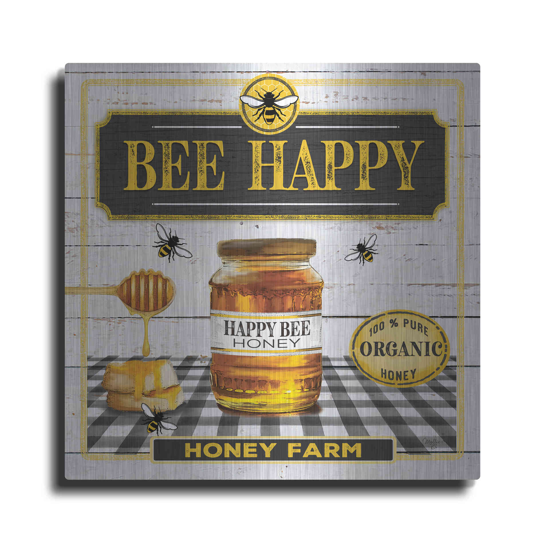 Luxe Metal Art 'Honey' by Mollie B, Metal Wall Art