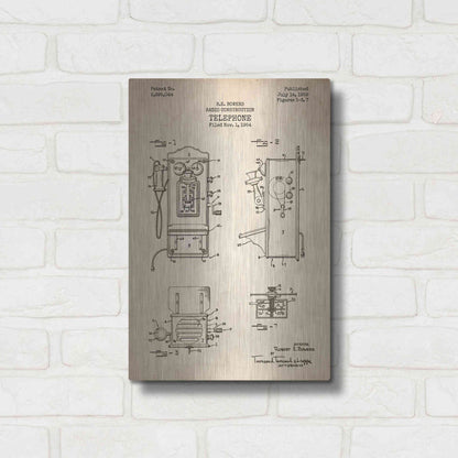Luxe Metal Art 'Telephone, 1959 Blueprint Patent Parchment' Metal Wall Art,12x16