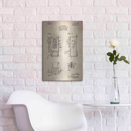 Luxe Metal Art 'Telephone, 1959 Blueprint Patent Parchment' Metal Wall Art,16x24