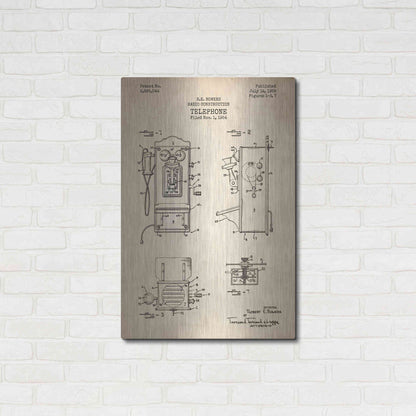 Luxe Metal Art 'Telephone, 1959 Blueprint Patent Parchment' Metal Wall Art,24x36