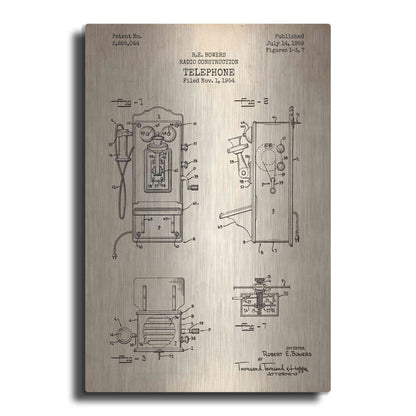 Luxe Metal Art 'Telephone, 1959 Blueprint Patent Parchment' Metal Wall Art