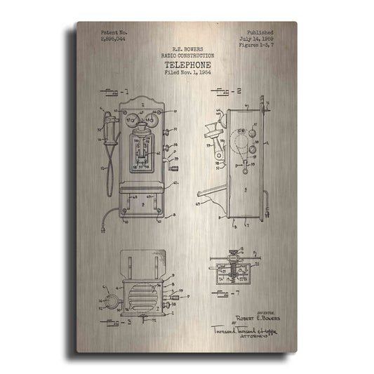 Luxe Metal Art 'Telephone, 1959 Blueprint Patent Parchment' Metal Wall Art