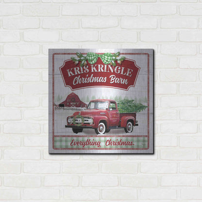 Luxe Metal Art 'Kris Kringle Christmas Barn' by Mollie B, Metal Wall Art,24x24