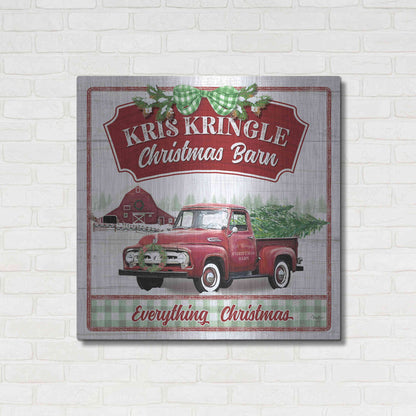 Luxe Metal Art 'Kris Kringle Christmas Barn' by Mollie B, Metal Wall Art,36x36