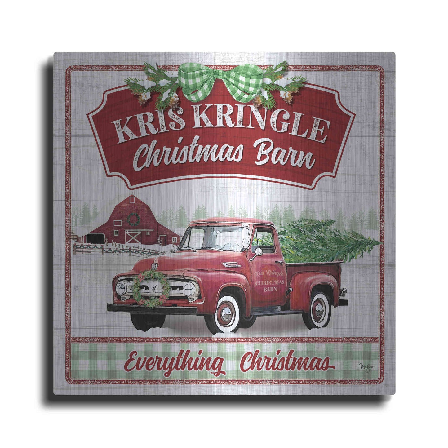 Luxe Metal Art 'Kris Kringle Christmas Barn' by Mollie B, Metal Wall Art